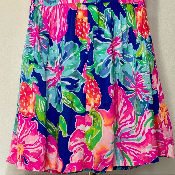 Lilly Pulitzer Kinley Pink Blue Halter Sleeveless Eyelet Fit & Flare Sundress - Picture 10 of 14